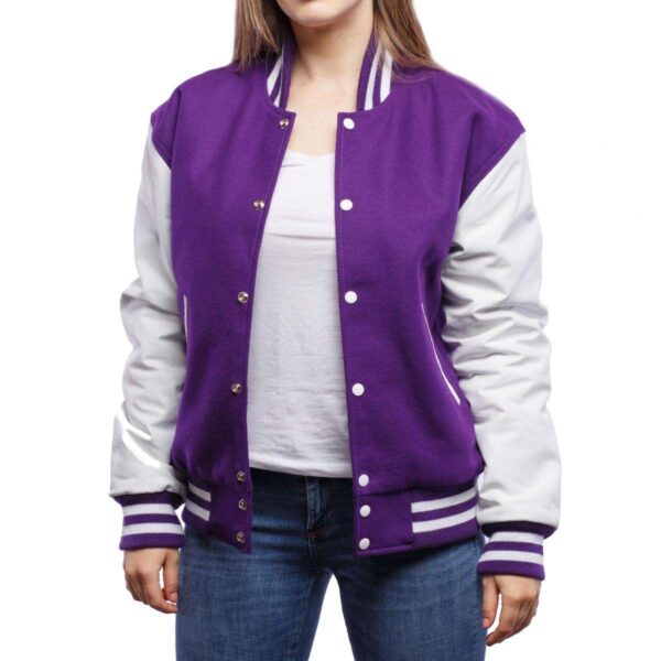 Women Varsity Jacket Leather Sleeves