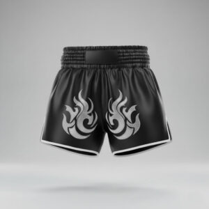 Stunner Wears Legacy Series Muay Thai Shorts | Black Flame Edition
