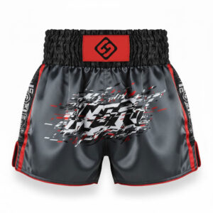 Stunner Wears Digital Kinetic Muay Thai Shorts | Dark Grey/Red