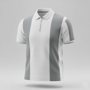 The Stunner | Vertical Stripe Quarter-Zip Polo (Grey/White)