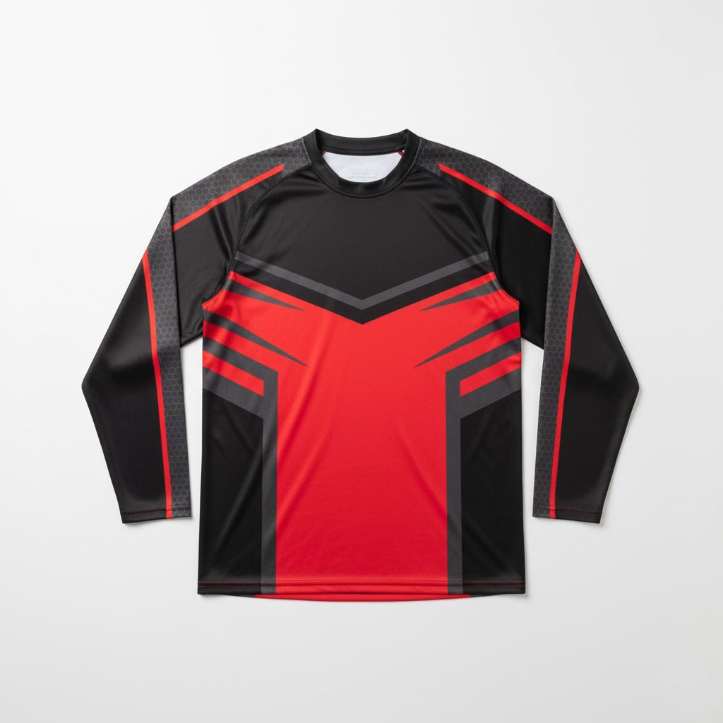 The Stunner | Predator Long-Sleeve Performance Fishing Shirt (Black/Red)